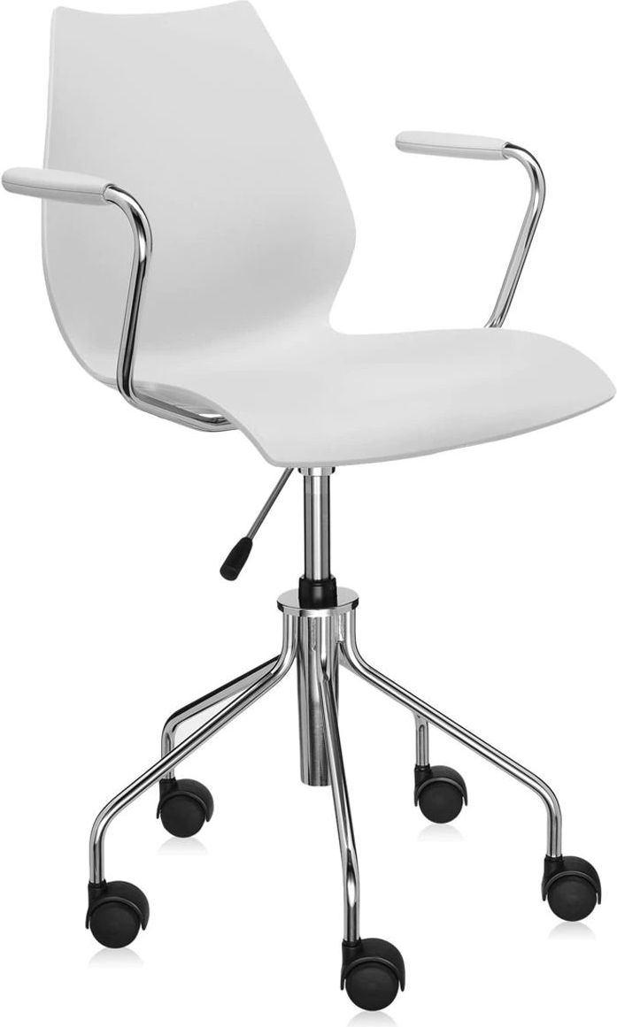 Krzesło na kółkach Maui Swivel jasnoszare z podłokietnikami