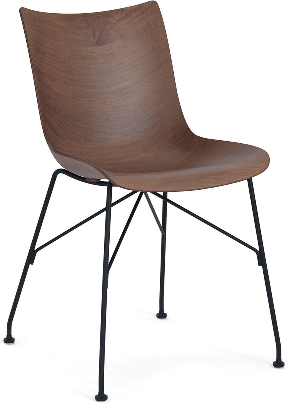 Krzesło P Wood 81 cm ciemne z drewna jesionowego na czarnych nogach