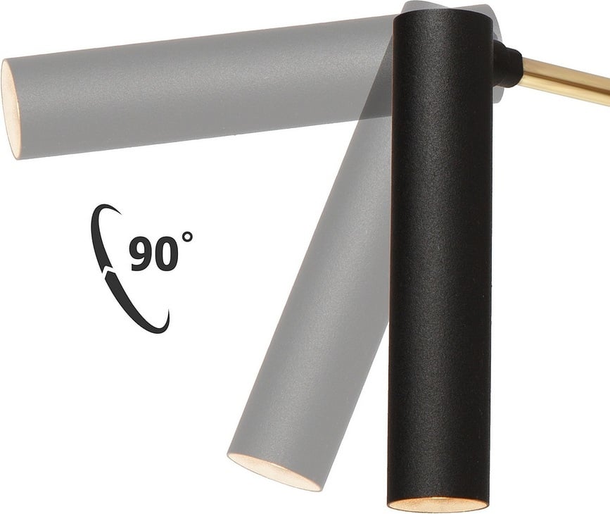 Aplique con brazo Lars, negro y dorado