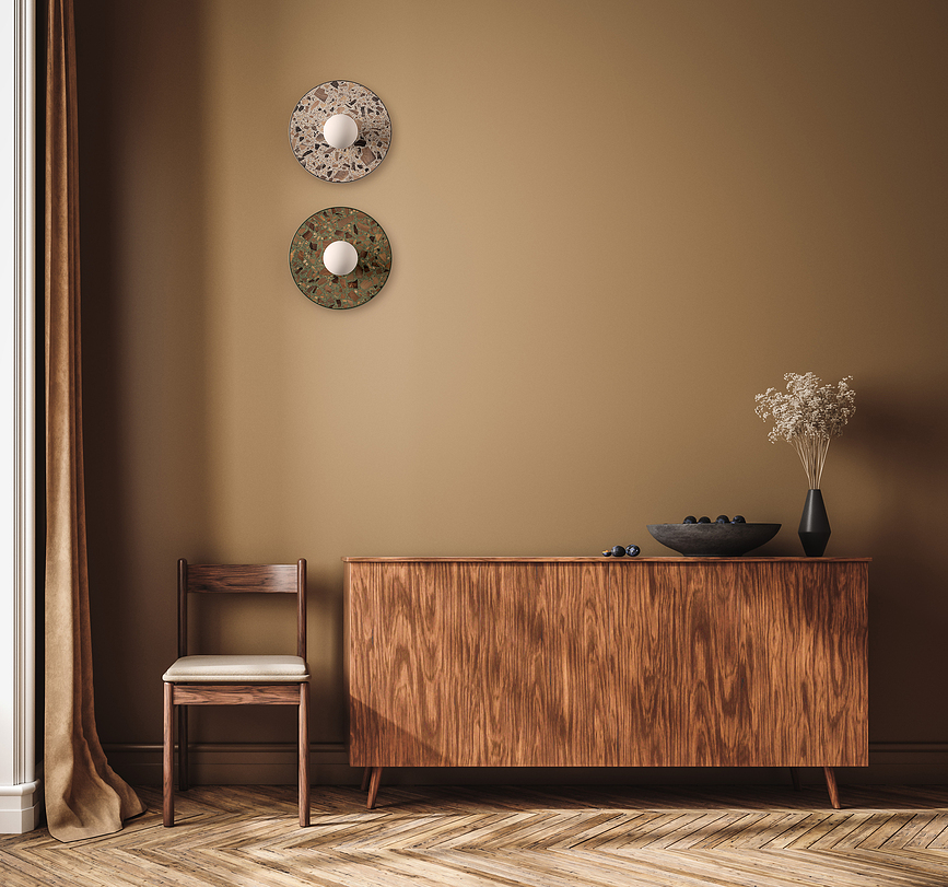 Aplique de pared Legra, redondo, terracota