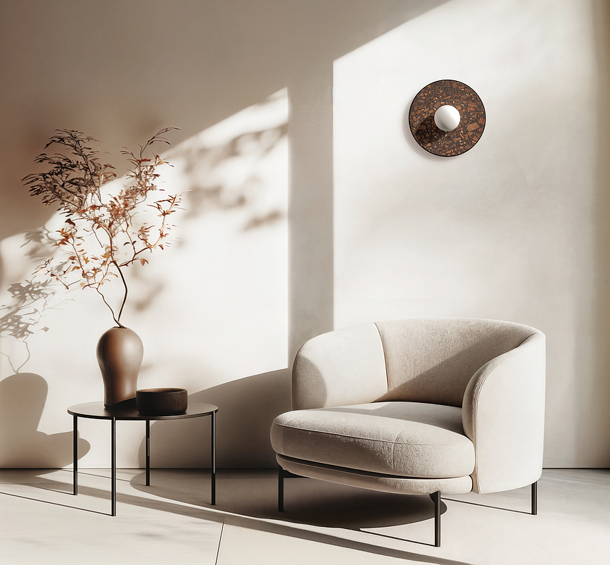 Aplique de pared Legra, redondo, terracota