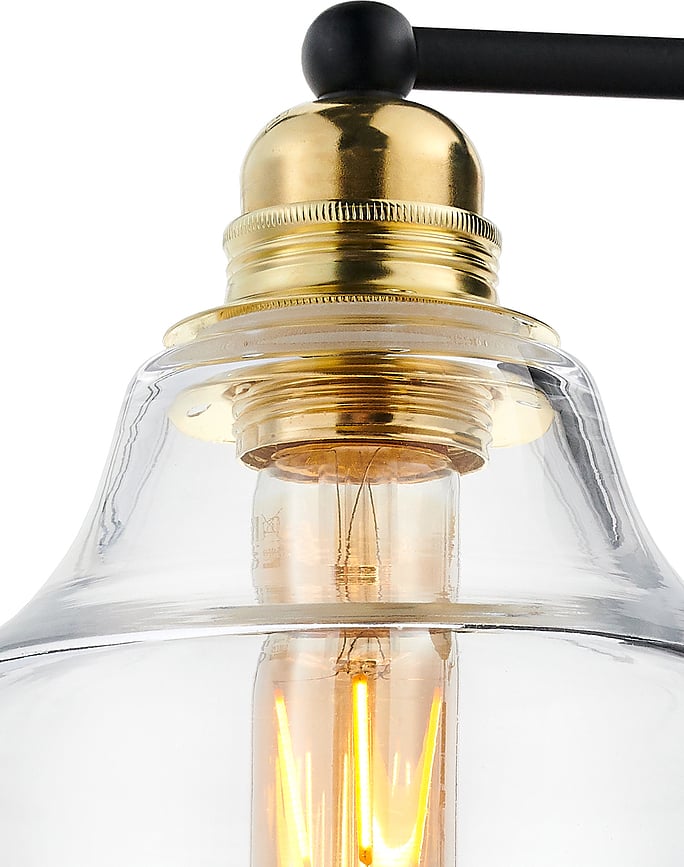 Aplique de pared Longis II, negro y dorado