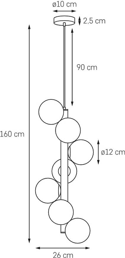 Cumulus Vertical Viseča svetilka, 160 cm, krom