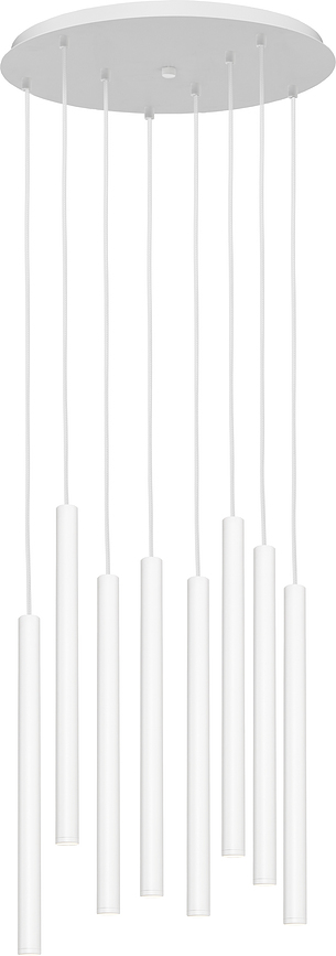 Hanglamp Roll wit Acht elementen met witte verbinding