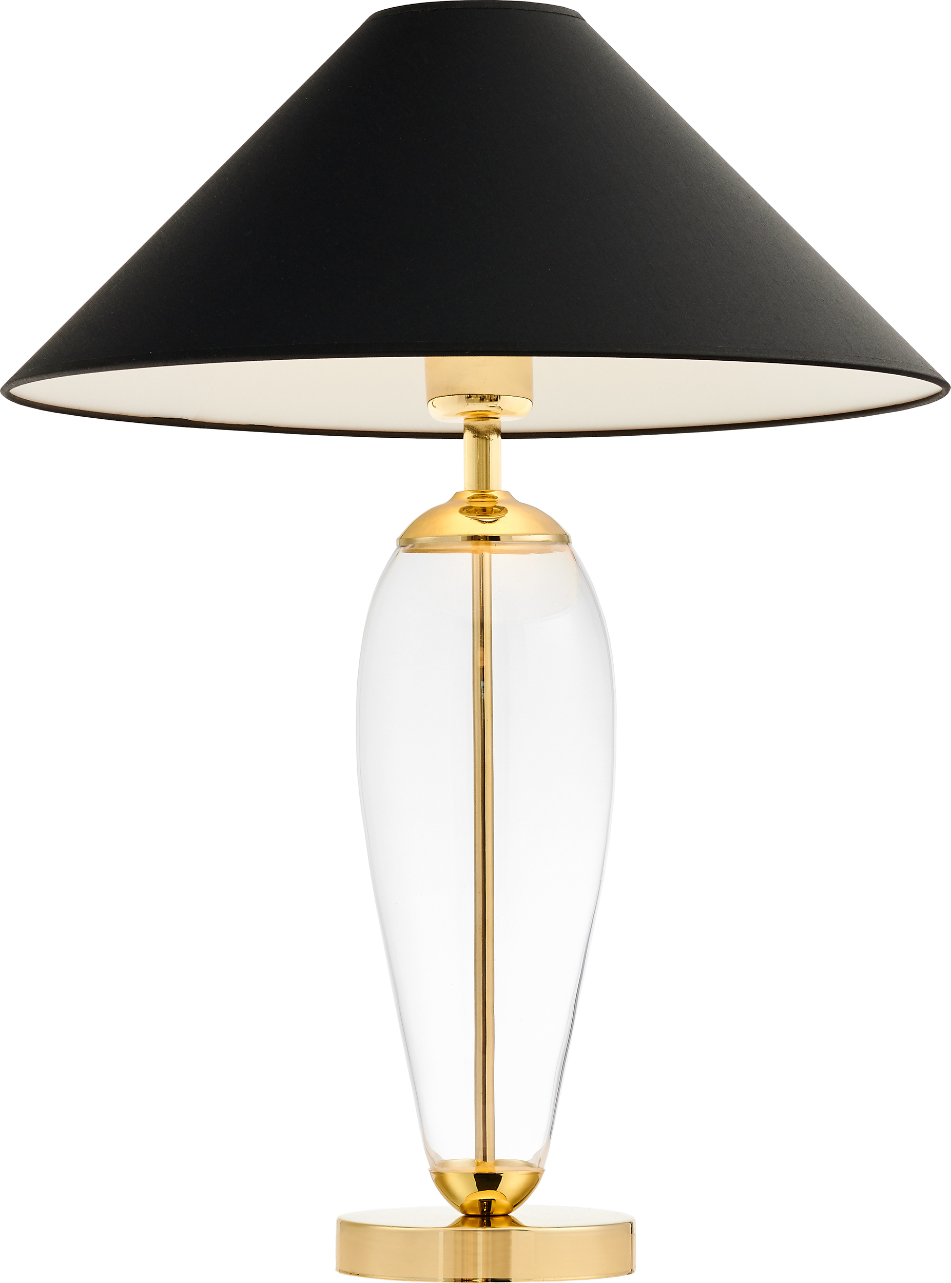 Lampa stojąca Rea Gold transparentna podstawa czarny abażur