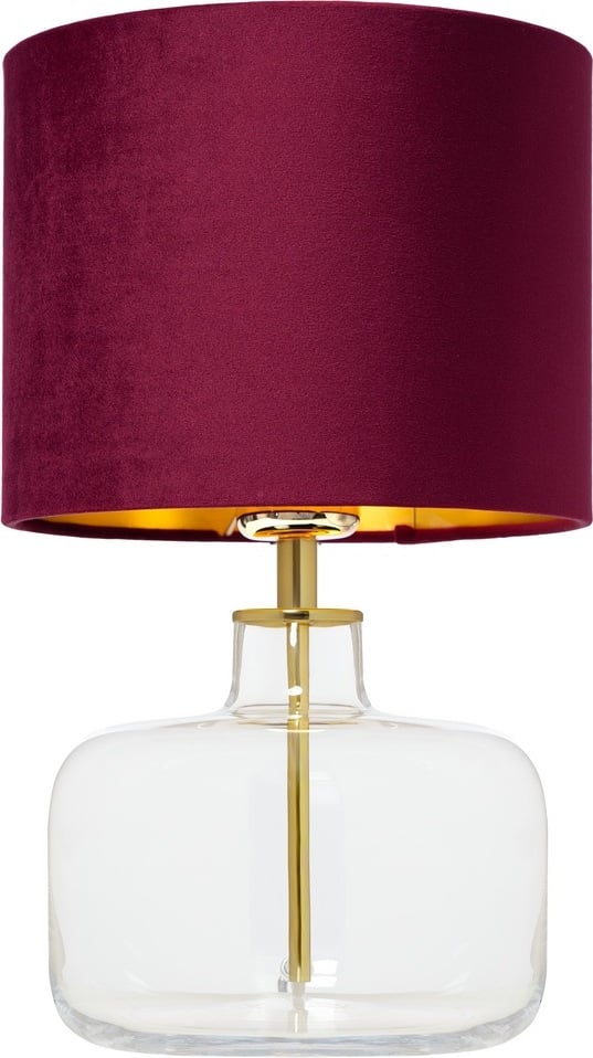 Lampa stołowa Lora bordowa transparentna podstawa