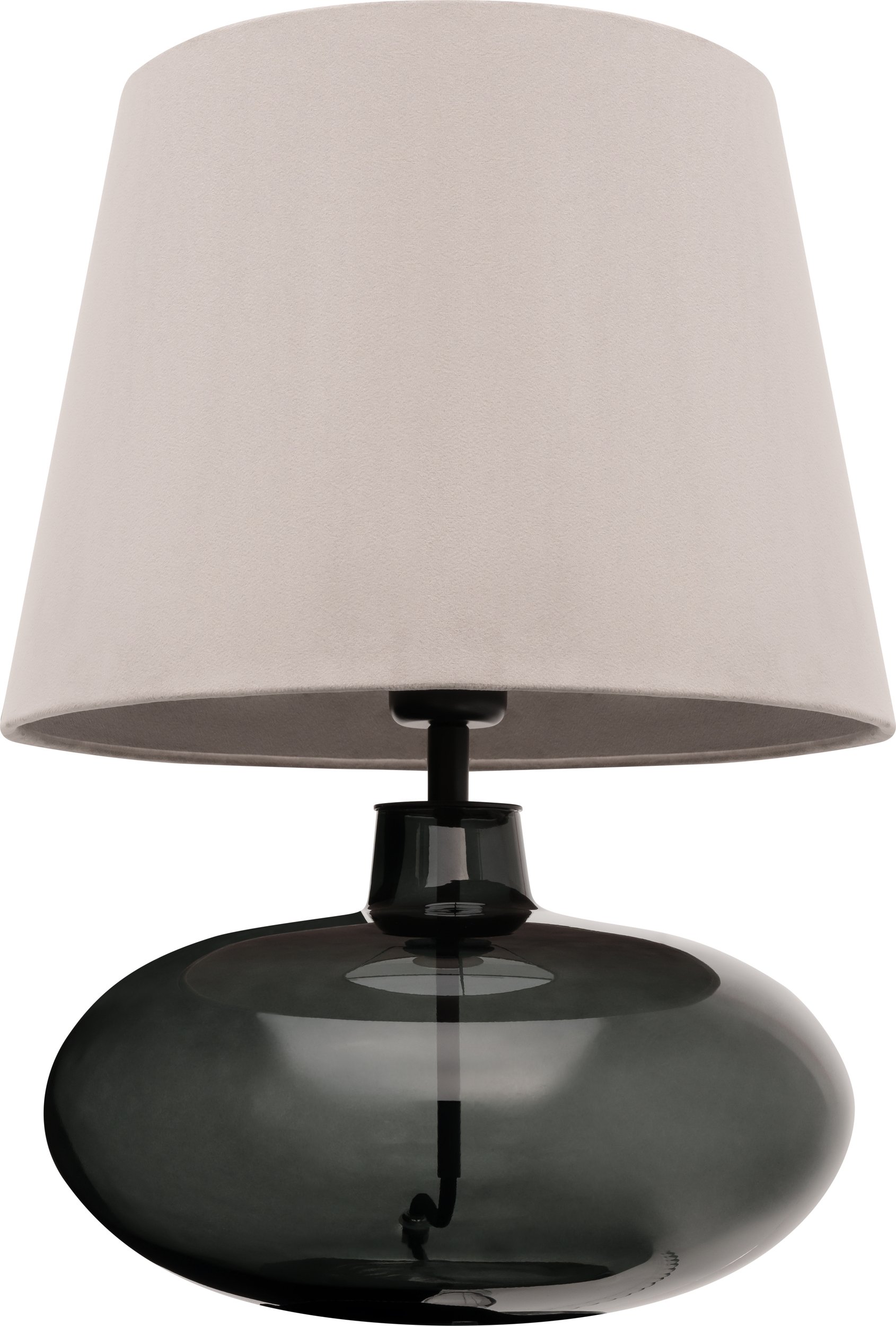 Lampa stołowa Sawa Velvet beżowa przydymiona podstawa z czarnym mocowaniem