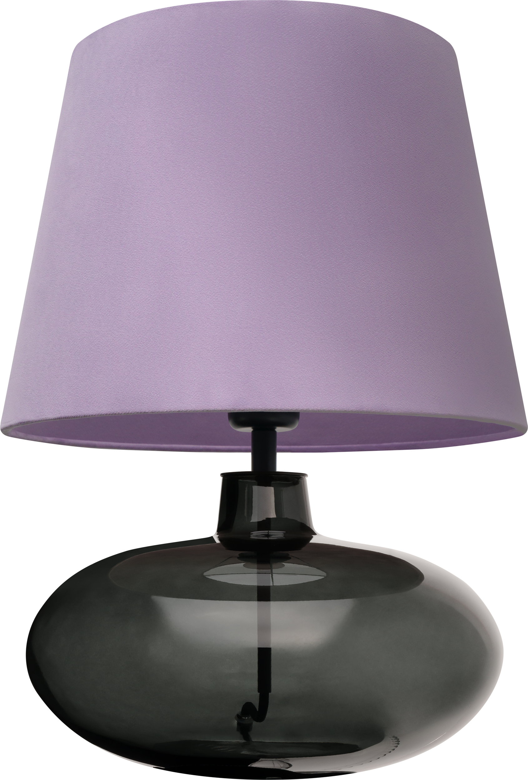 Lampa stołowa Sawa Velvet fiołkowa przydymiona podstawa z czarnym mocowaniem