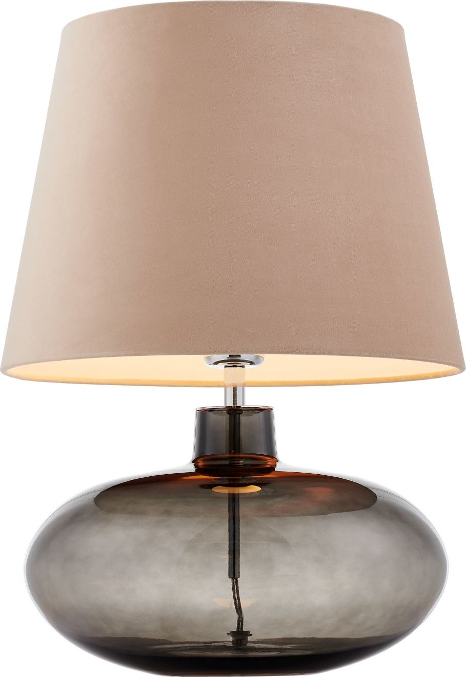 Lampa stołowa Sawa Velvet przydymiona podstawa beżowy abażur