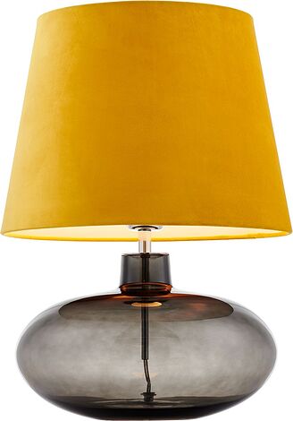 Lampa stołowa Sawa Velvet przydymiona podstawa żółty abażur