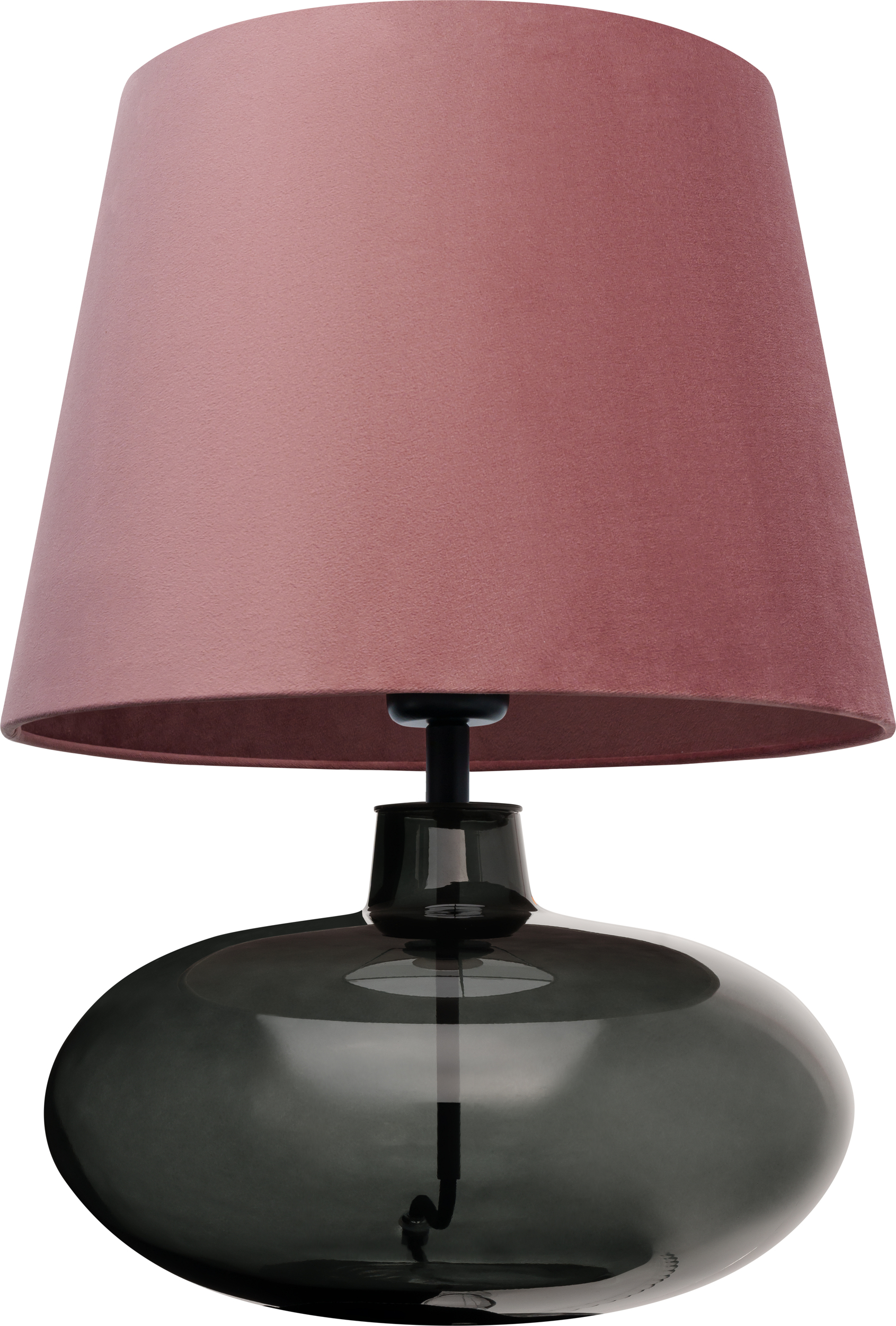 Lampa stołowa Sawa Velvet różowa przydymiona podstawa z czarnym mocowaniem