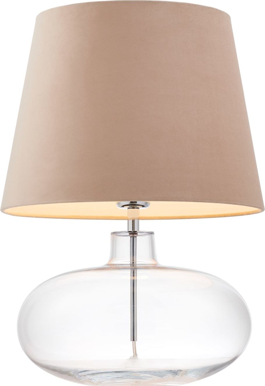 Lampa stołowa Sawa Velvet transparentna podstawa beżowy abażur