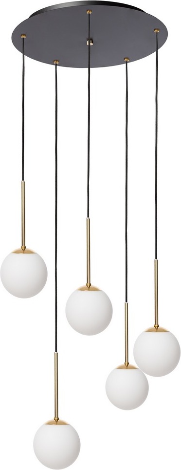 Lampa wisząca Lamia 5 czarno-złota z czarnym przewodem