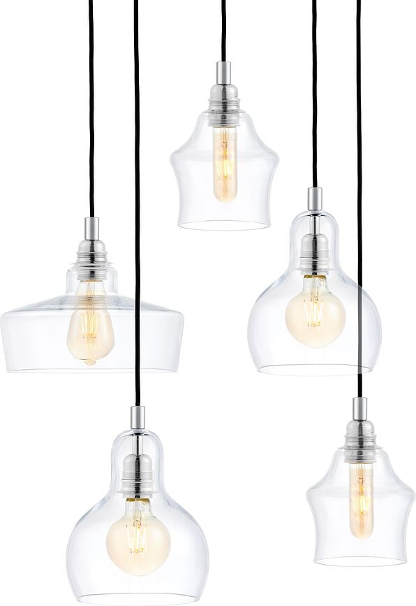 Lámpara Colgante de 5 luces Longis, negra y dorada