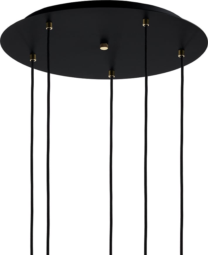 Lámpara Colgante de 5 luces Longis, negra y dorada