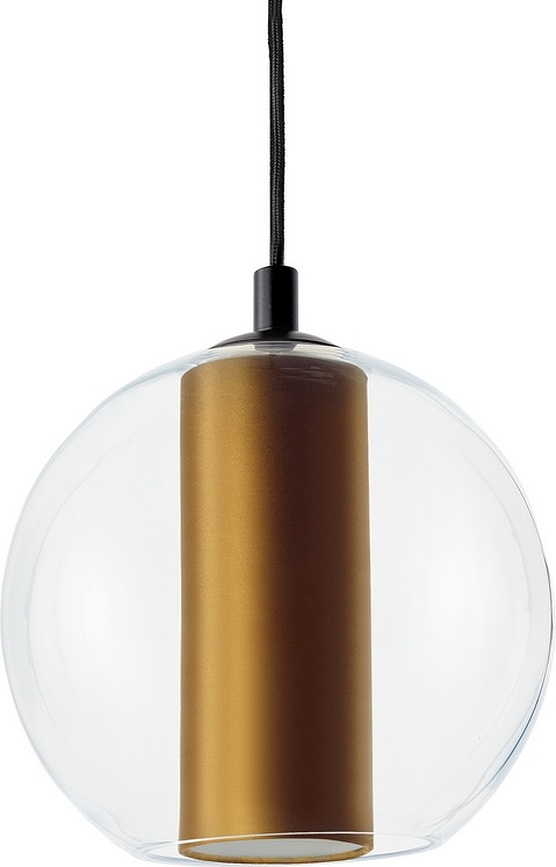 Lámpara Colgante Merida M, color champán, con soporte negro