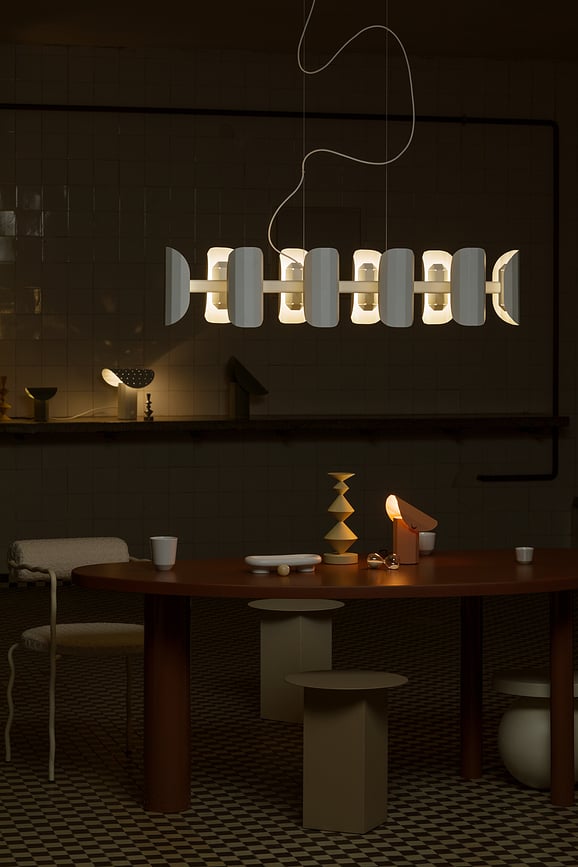 Lámpara de Mesa con pantalla perforada Apolin, 30 cm, blanca