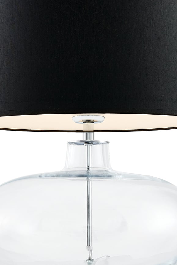 Lámpara de Mesa Sawa, base transparente, pantalla negra