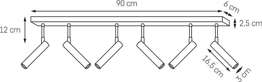Lars 6 Φωτιστικό Οροφής ή Τοίχου, μαύρο-χρυσό