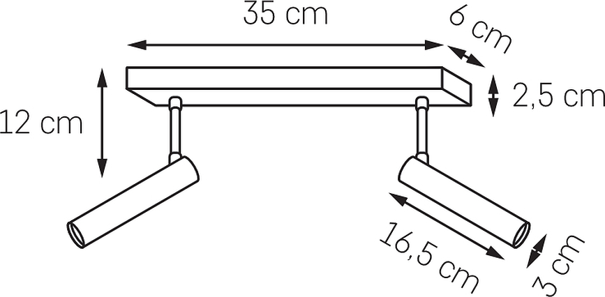 Lars 6 Φωτιστικό Οροφής ή Τοίχου, μαύρο-χρυσό