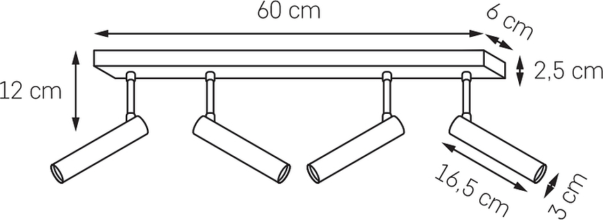 Lars 6 Φωτιστικό Οροφής ή Τοίχου, μαύρο-χρυσό