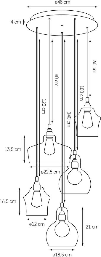 Longis 5 Viseća Lampa crno-zlatna