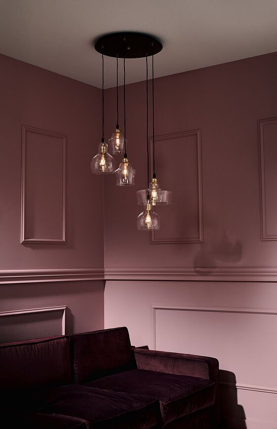 Longis Suspension 5 lumières, noir et or