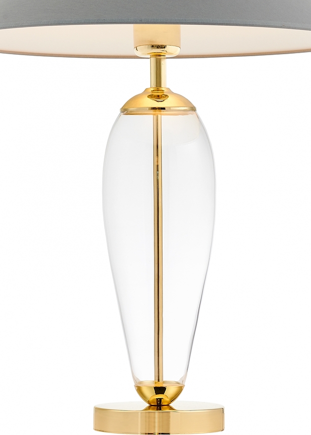 Rea Gold Lampe Sur Pied, base transparente, abat-jour noir