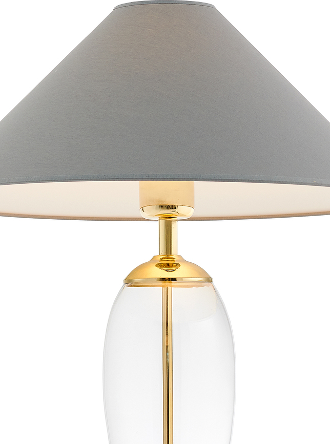 Rea Gold Lampe Sur Pied, base transparente, abat-jour noir