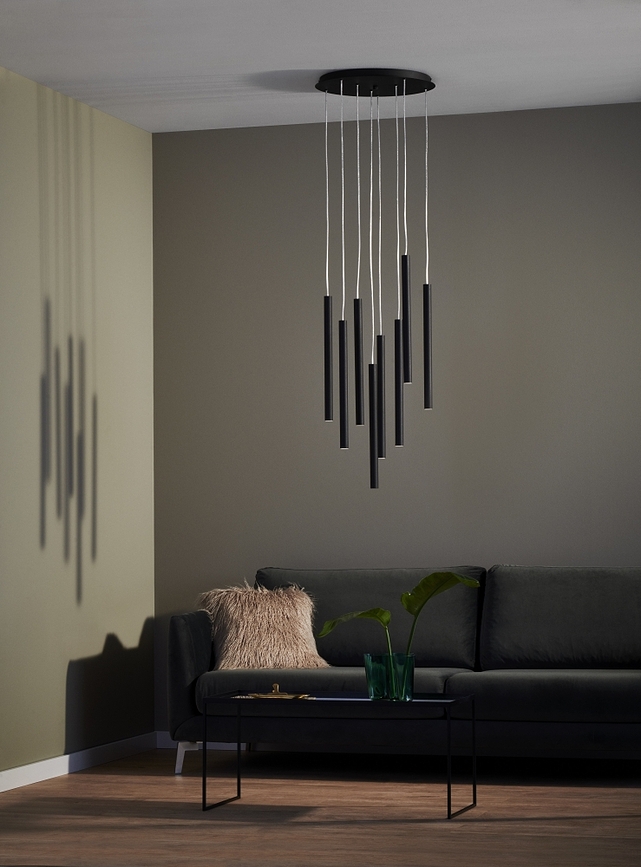 Roll Suspension à 8 lumières, noire, avec raccord noir