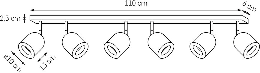 Spark 6 Stenska svetilka z črnim spojem, črna