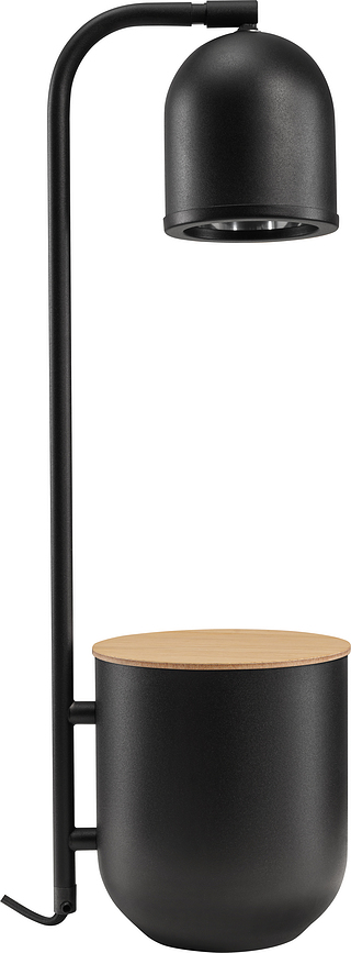 Stolná lampa Botanica s nádobou s dreveným vekom čierna