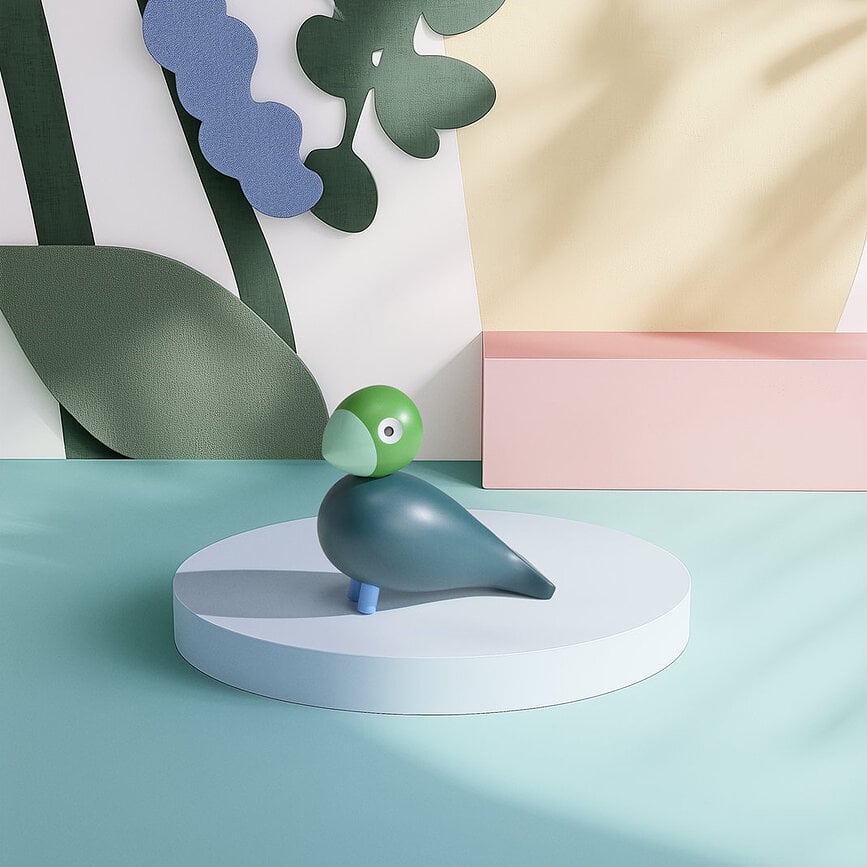 Decoración de madera Year Bird Birk, verde