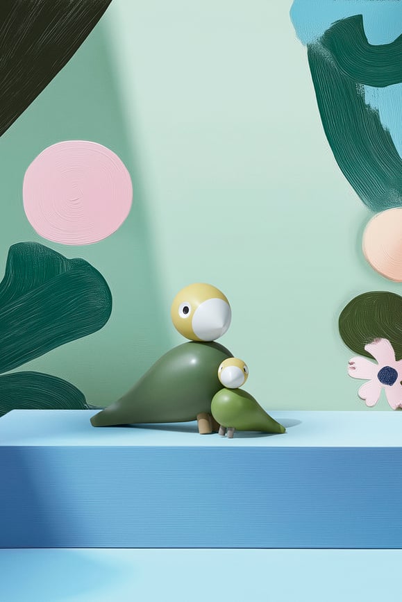 Decoraciones de madera verdes Liv & Lykke, 2 unidades