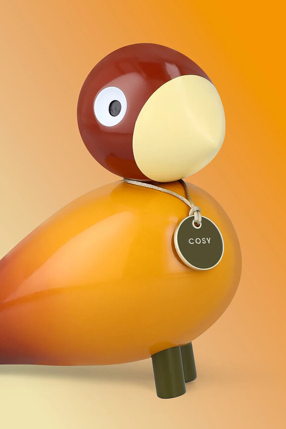 Décoration en bois Story Bird Cosy, orange