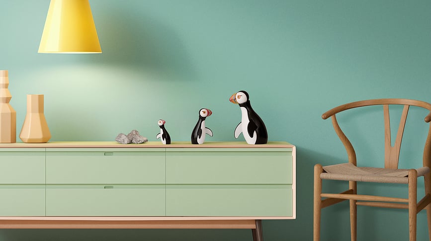 Figura decorativa de madera Puffin, 19,5 cm