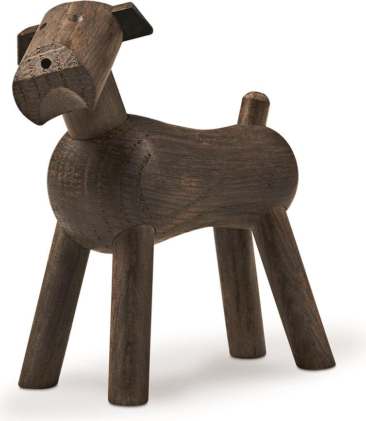 Figura de Perro Tim, de madera de roble ahumado