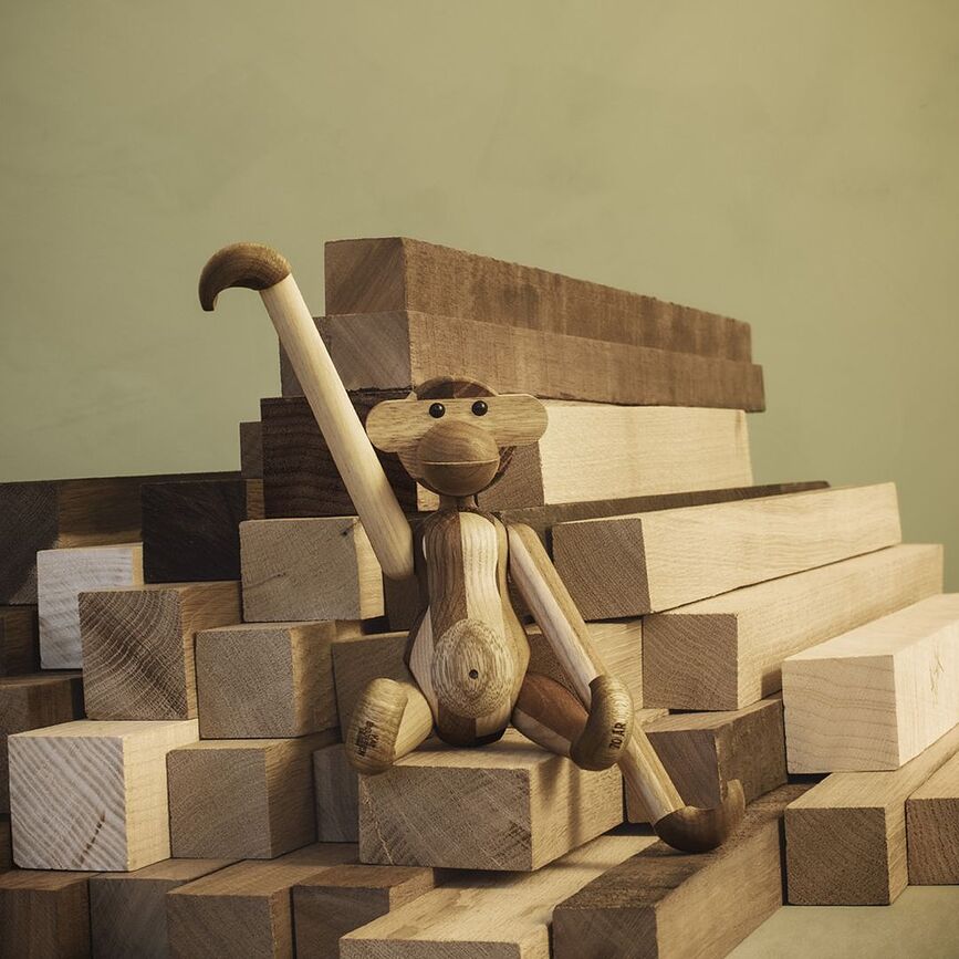 Figura Mono Kay Bojesen, de madera reciclada, pequeña, edición limitada