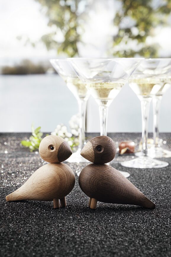 Decoración de madera Lovebirds, verde y rosa, 2 unidades