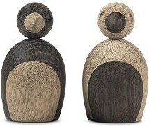 Figurine Couple de moineaux en bois