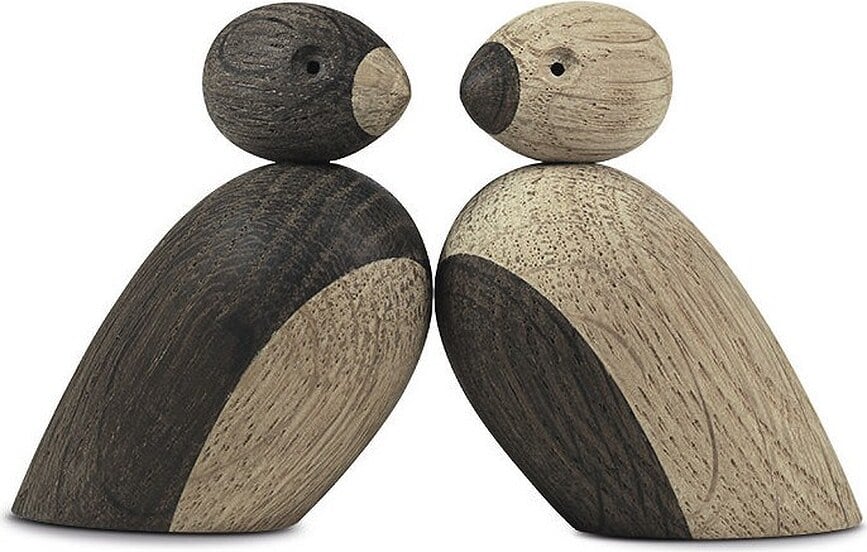 Figurine Couple de moineaux en bois