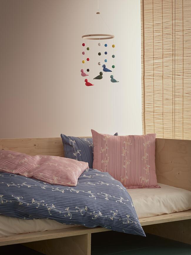 Juego de Funda Nórdica Monkey, infantil, 100 x 140 cm, rosa, con funda de almohada 40 x 45 cm