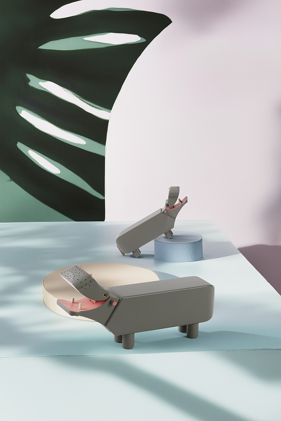 Kay Bojesen Dekoracija, hipopotam, 9 cm, siv, les