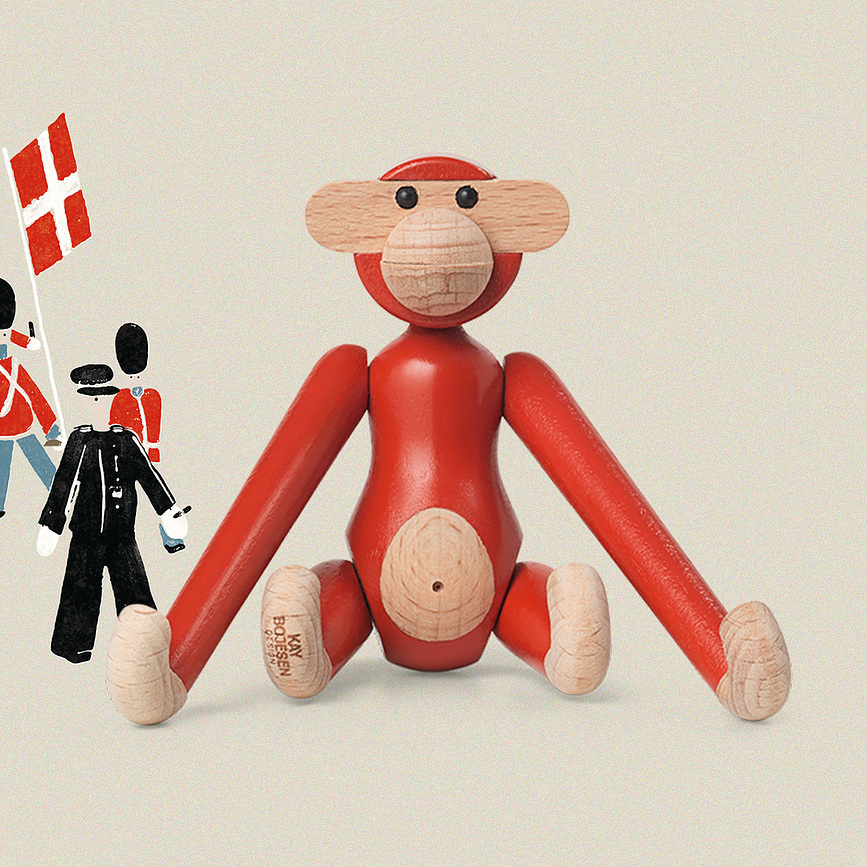 Kay Bojesen Figurine Singe mini, en bois, rouge