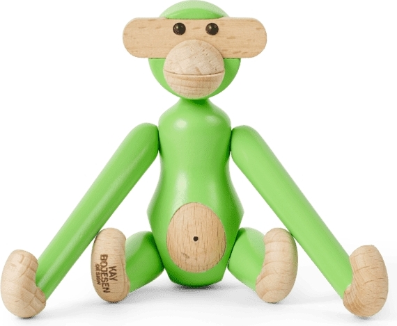 Kay Bojesen Kleine Figur mini Affe hellgrün aus Holz