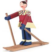 Kay Bojesen Kleine Figur Skifahrer Datti aus Holz