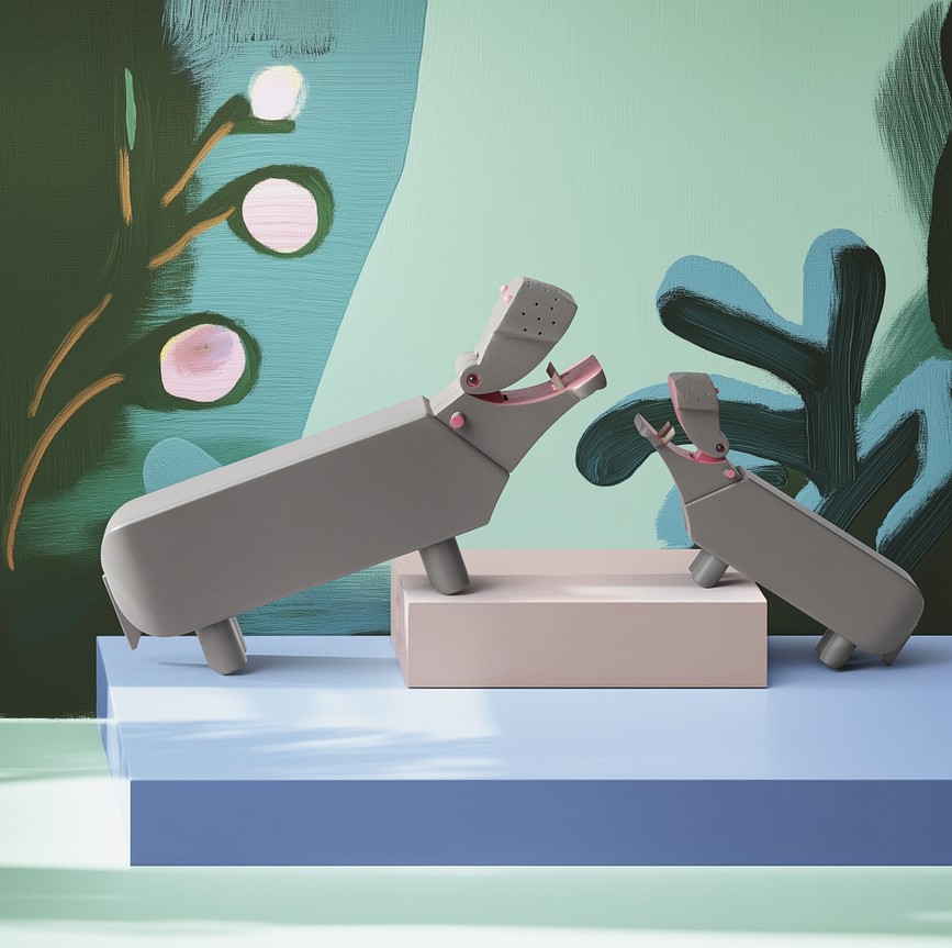 Kay Bojesen Διακοσμητικό Ιπποπόταμος, 9 εκ., ξύλινο, γκρι