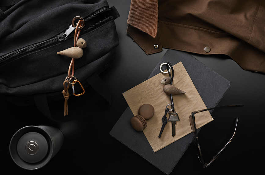 Kay Bojesen Porte-clés Oiseau, en chêne fumé