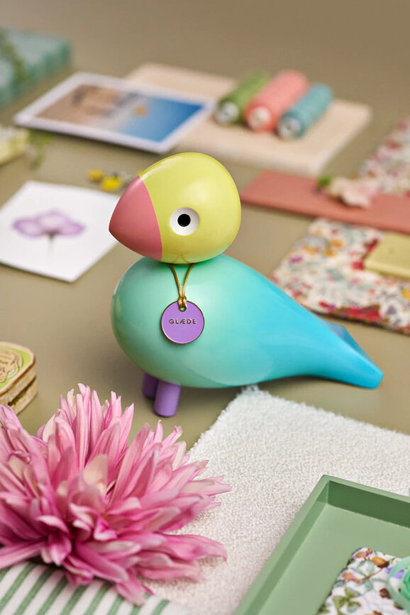 Lesena dekoracija Story Bird Joy, modra