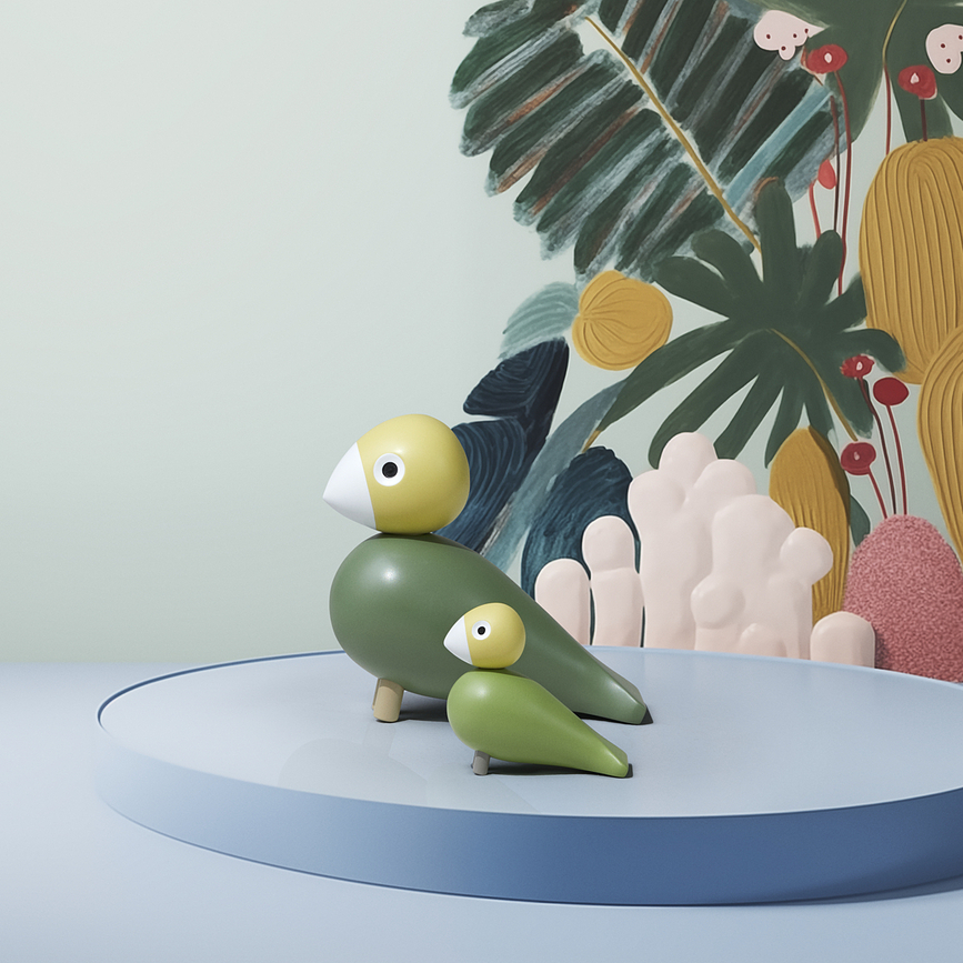 Liv & Lykke Décorations vertes, en bois, Lot de 2